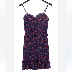 Aqua Navy and Red Floral Dress